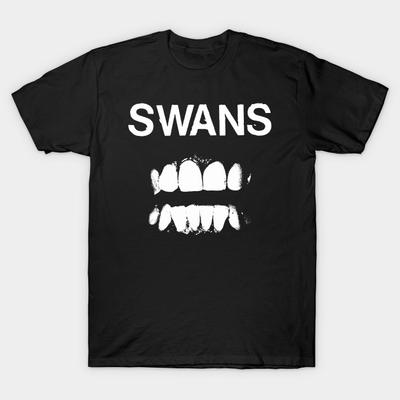 Heren Zwart Print T-shirt Zwanen Viesheid No-Cut Transferpapier Print Katoenen T-shirt