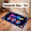 Neon Colorful Theme Soft Crystal Velvet Rug Custom Name & Text Print Non Slip Floor Rug for Bedroom Living Room