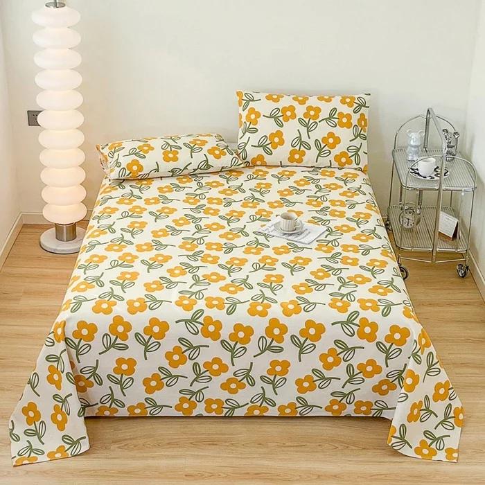 Creative Ethnic Flower Bed Sheet Set 3Pcs Cotton Thickened Bed Sheets Pillowcases Luxury Nordic Queen King Size Bedding Set