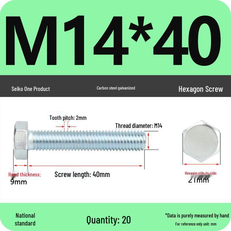 8.8 Grade Galvanized Hex Head Bolt, High-Strength M4-M30