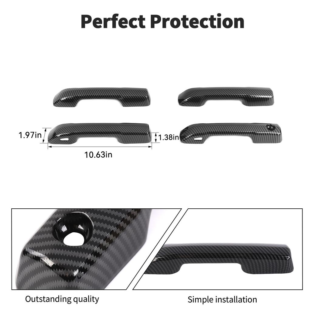 4x Carbon Fiber Door Handle Covers For Tundra 4Runner 2025 w/keyless Accessories