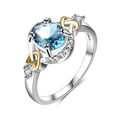 925 Silver Color Jewelry Sapphire Wedding Diamond Rings for Women Anillos Bizuteria Gemstone Blue Topaz Stone