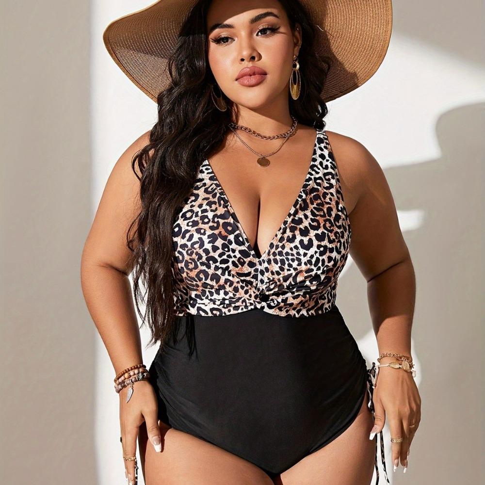 Large-size One-piece Swimsuit Women One-piece Lace-up Drawstring Briefs, Thin and Thin Printed Multi-color Swimsuit