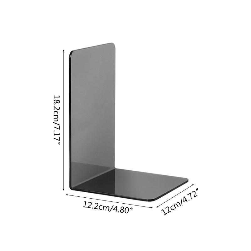 2 Pcs L-Shaped Transparent Book Ends Fall-resistant Acrylic Book Ends Clear Acrylic Bookends for Shelves Organizer
