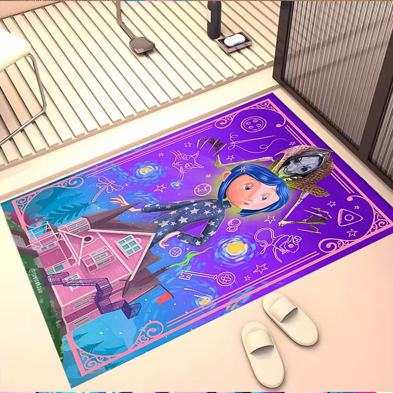 Coraline Print Rug, Washable Floor Carpet, For Entryway Dorm Laundry Room Office Study, Home Decor Birthday Christmas Gift