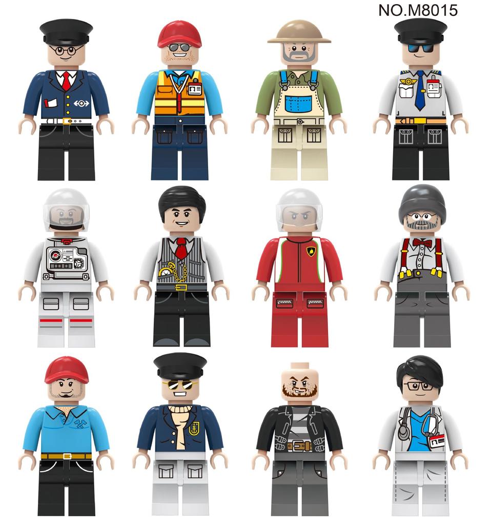 M8015 M8016 M8017 M8018 Professional Figurine Building Block Chef Flight Attendant Doctor Assemble Toy Bag