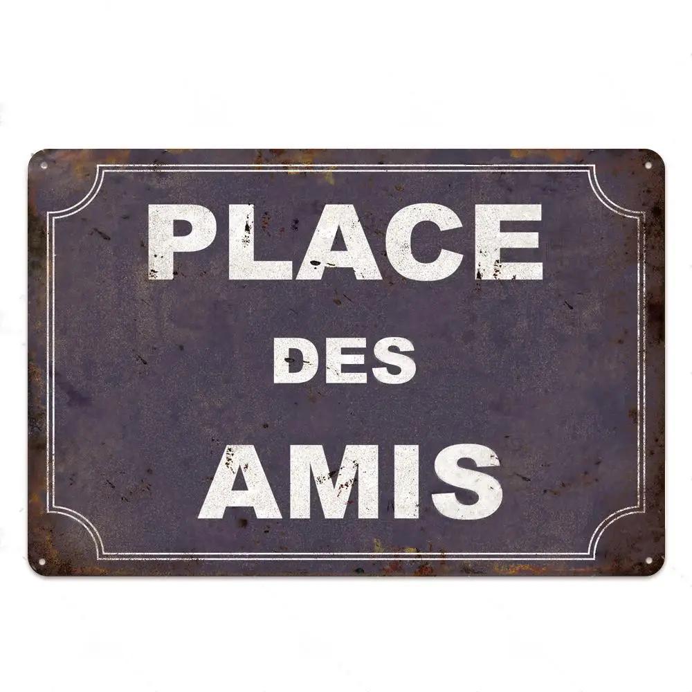 Place Plaque Metal Vintage Shabby French Text Sign Wall Tin Sign Decor For Toilet Cuisine Shop Crafts Decorative Plate Painting