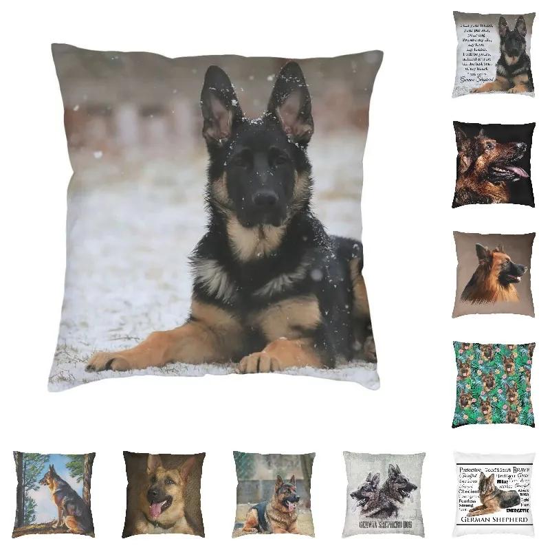 German Shepherd Modern Throw Pillow Covers Home Decor Shepherd In The Snow Cushions for Sofa Double Sided Print Chair Cushion