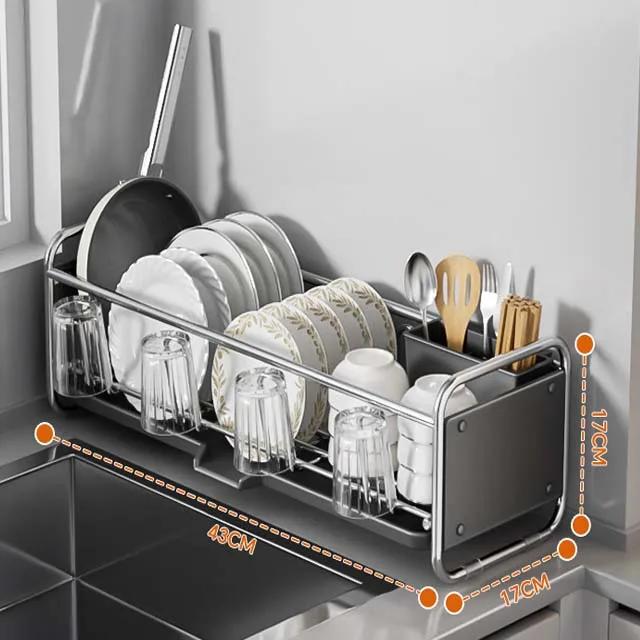 Kitchen Dish Organizer Narrow Dish Drying Rack Stainless Steel Shelf Drainer Rack Bowl Rack Plate Cutlery Kitchenware Storage