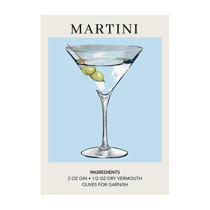 Cocktail Art Decor Poster Watercolor Retro Drink Print Minimalist Elegant Sophisticated Wall Art Picture for Home Decoration