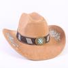 Popular European and American Classic Suede Western Cowboy Hat Men's and Women's Big Brim Embroidered Outdoor Sun Hat