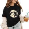 BlackCatHockeyMoonGraphicTeesMenWomenBoysGirlsT-Shirt(1) Classic-Premium-Heavyweight Crewneck T-Shirt, Sweatshirt Hoodie Tanktop for Women Black