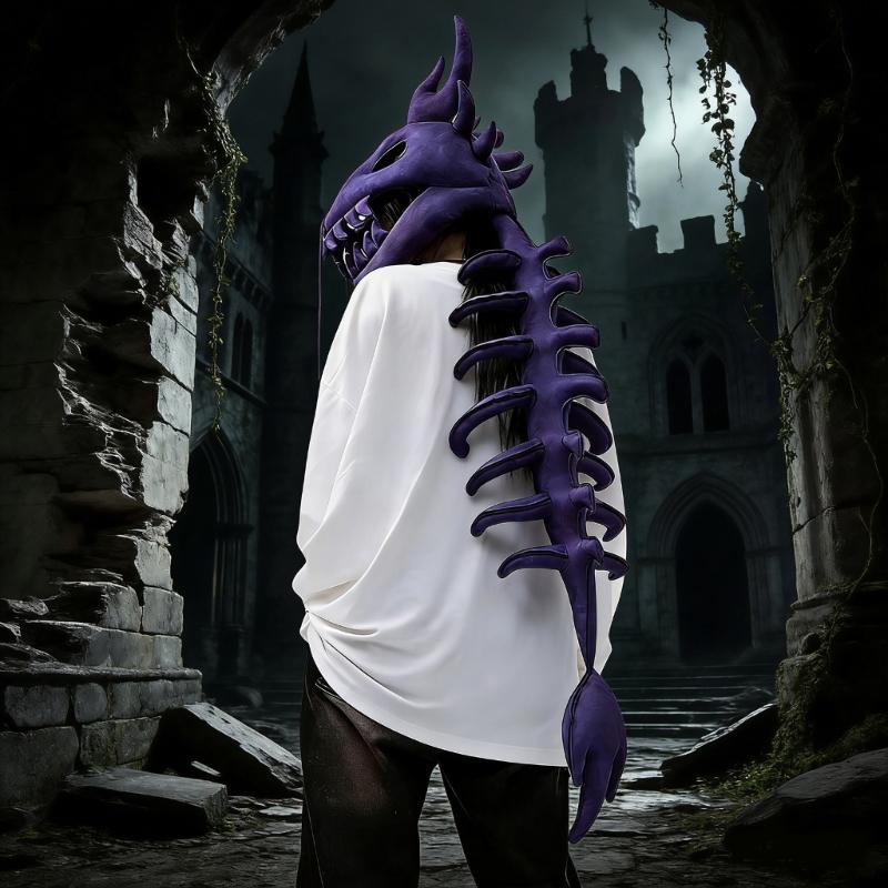 Cartoon Dinosaur Skeleton Head Cover Costume Accessory For Family Fun And Creative Dressing Up Soft Safe PP Cotton