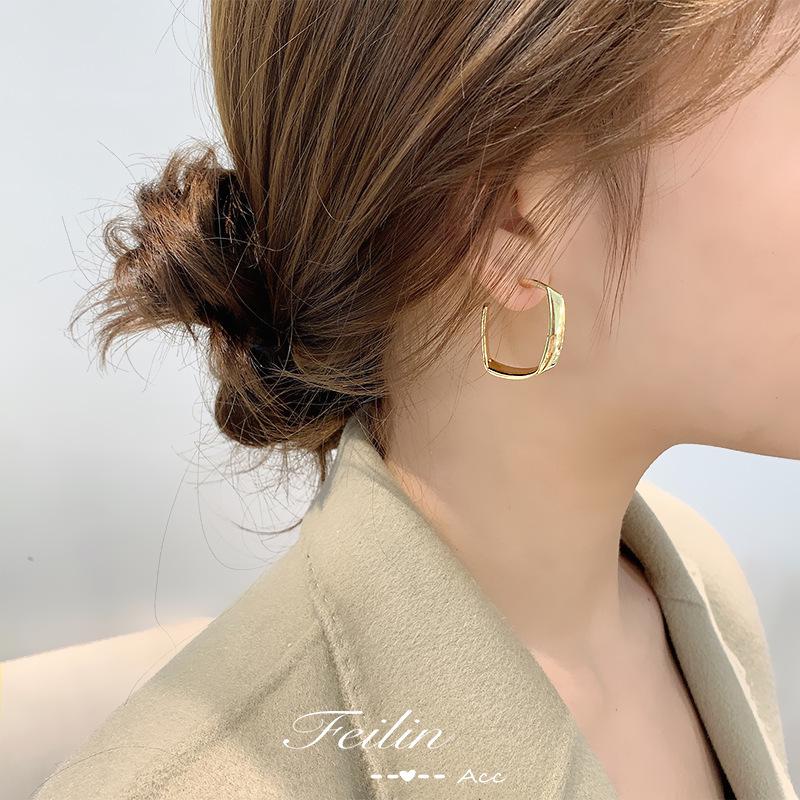 

2025 Trendy Korean-Inspired French Circle Earrings for Women - Elegant, High-End Stud and Hoop Design Silver Pair