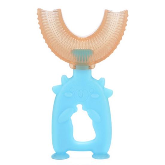 U-Shape Children Toothbrush Cow Design Silicone Bright Colored Newborn Toothbrush for Home