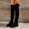 Comemore Over The Knee Boots Women Autumn Winter Short Plush Long Boots Woman Black Flock Low Heel Thigh High Botas