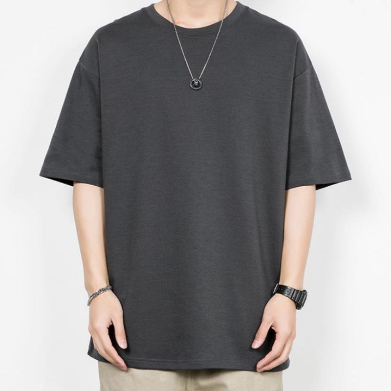 

Мужская хлопковая футболка с короткими рукавами, японские простые свободные модные и универсальные повседневные топы, летние мягкие и удобные дышащие пуловеры 3XL серый