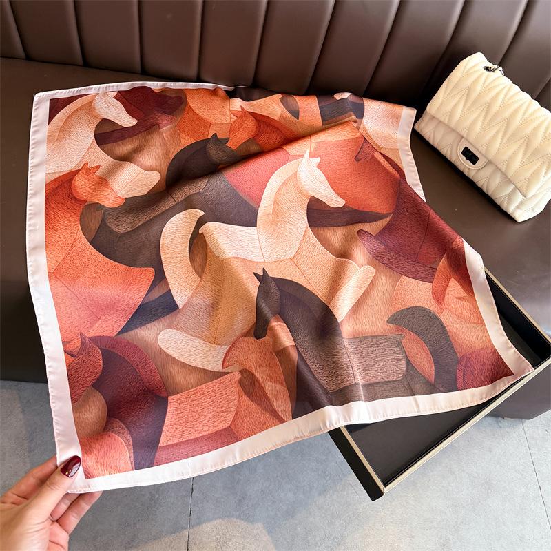 New Modern Polka Dot Printed Silk Scarf Square Scarf High-end Shawl Sunscreen Neck Small Square Scarf Headscarf Women's Scarf