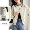 Women's Spring & Autumn 2023 Waffle Knit Baseball Jacket - Velvet, Casual Sportswear Top