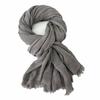Women's Cotton Scarf Winter Solid Color Jacquard Hollow Literary Style Warm Scarf