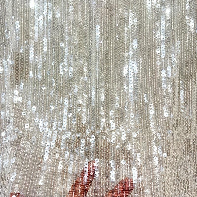 

1/3/5Yard Elastic Mesh Striped Sequin Embroidered Lace Fabric Bridal Wedding Dress Material Costume Decor Trim Shinny Material 1Yard