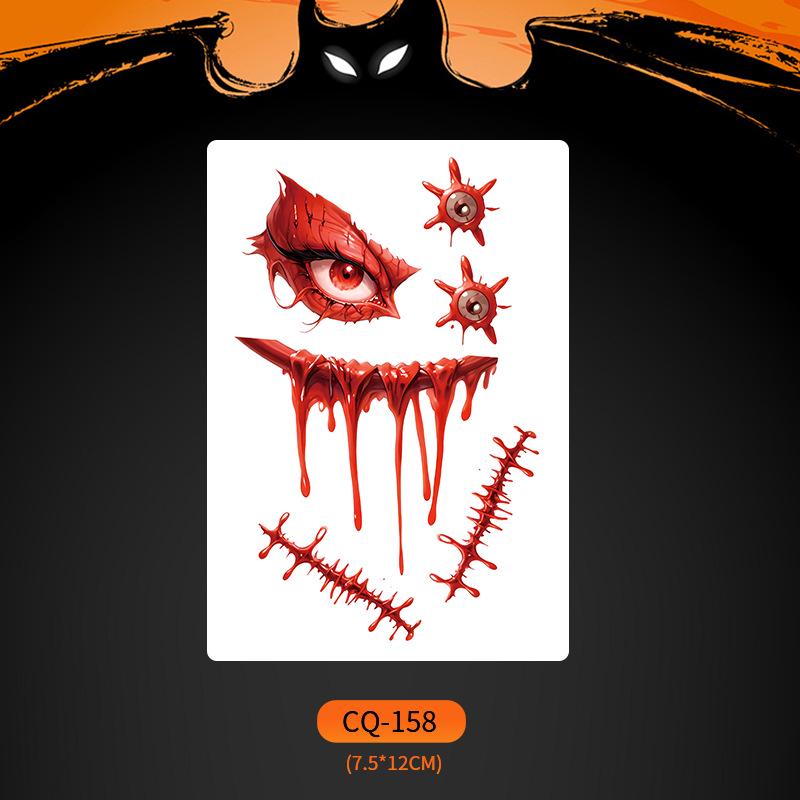 

2024 Новые Хэллоуин Страшные Наклейки Татуировки Лица с Большим Ртом - Смешные, Водонепроницаемые, Цветной Вечерний Макияж 7.5x12cm