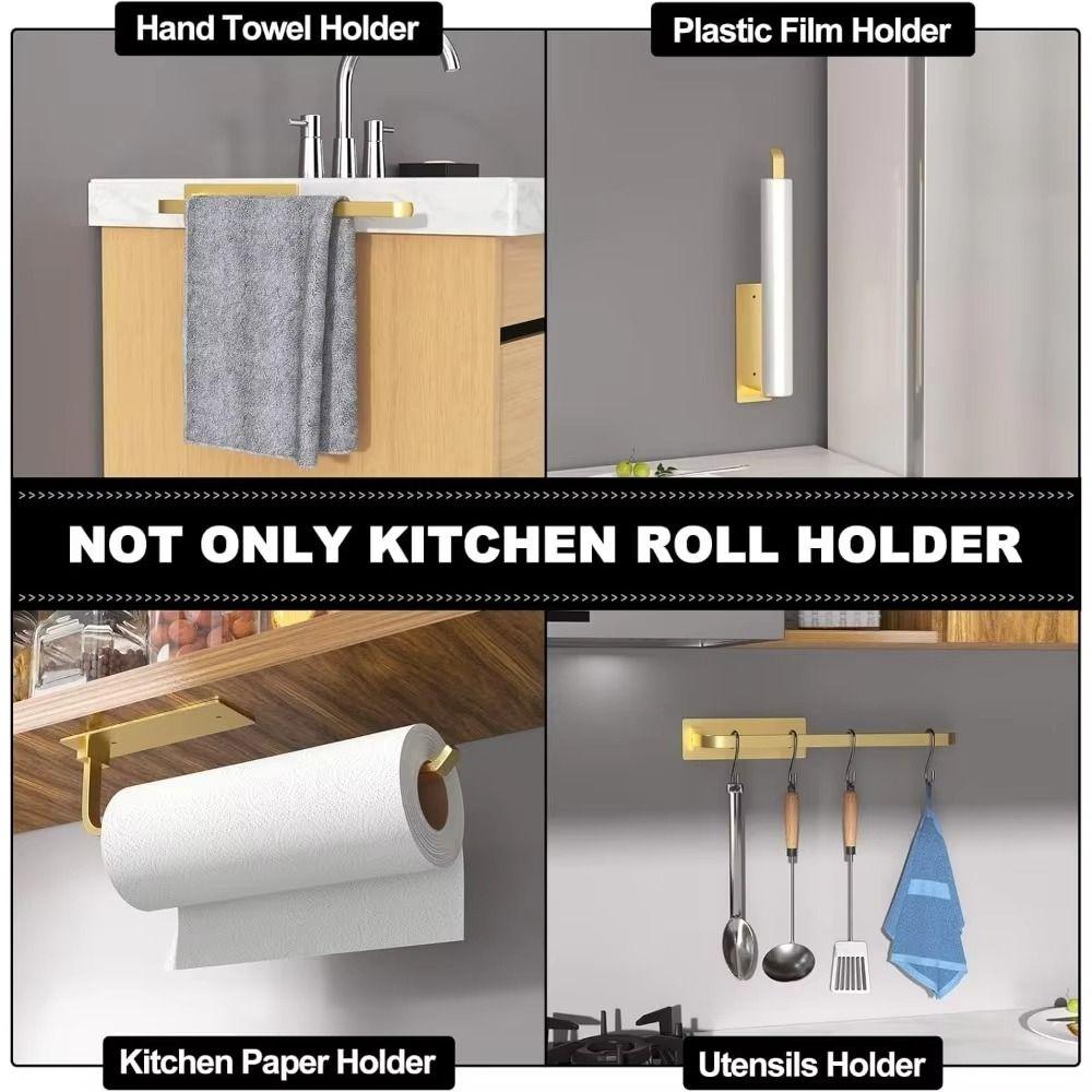 Self-Adhesive/Drilling Mount Kitchen Roll Dispenser Under Cabinet Hanging Towel Roll Stand  Sink