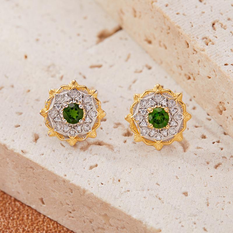 Natural Garnet Tanzanite Sapphire Topaz Stud Earrings Women'S S925 Sterling Silver Gemstone Ear Jewelry