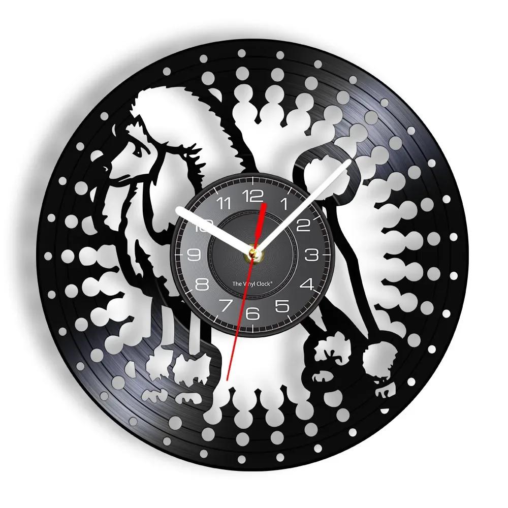 Poodle Art Vinyl Record Wall Clock Poodle Portrait Dog Lover Home Decoration Watch Puppy Pet Poodle Wall Painting Clock
