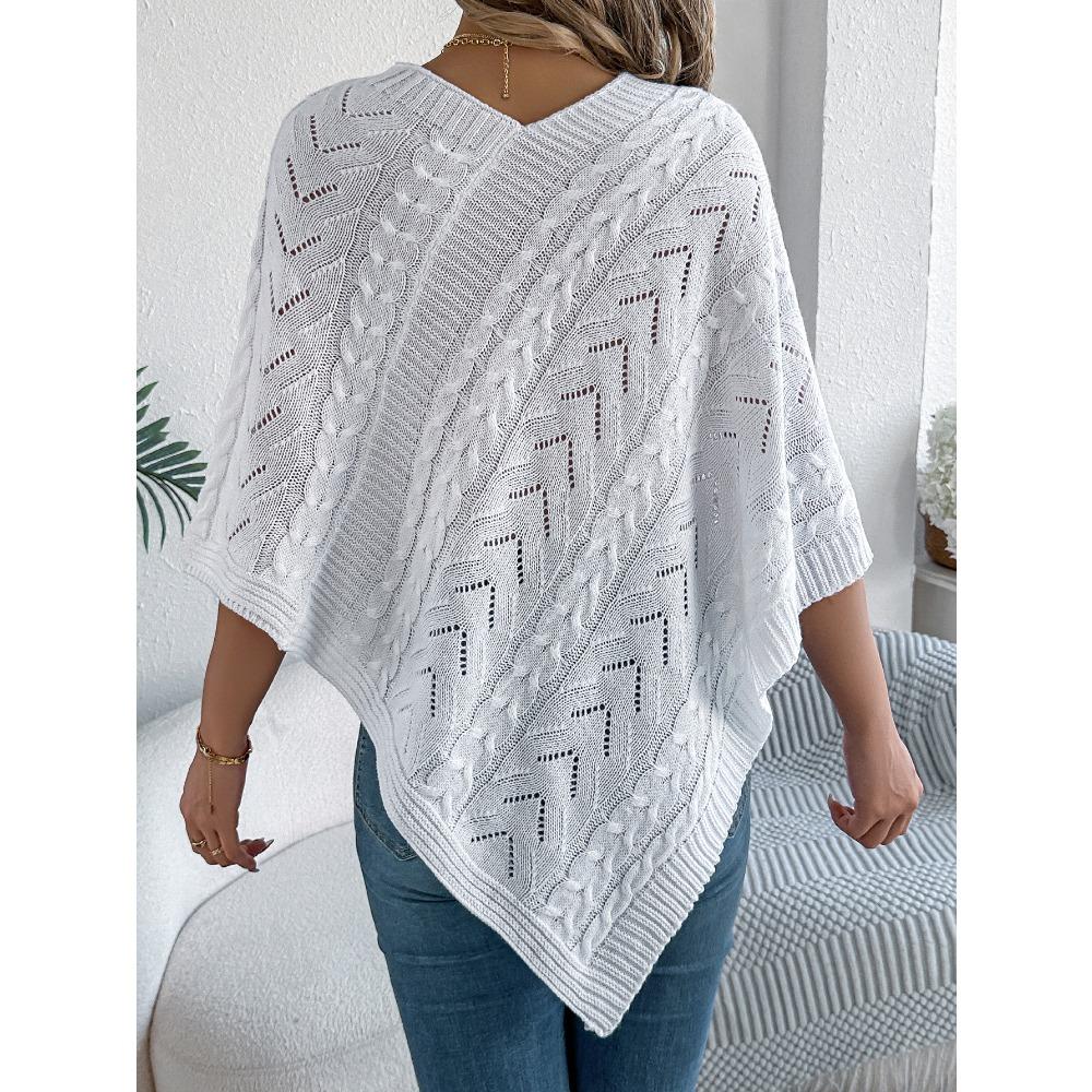 Women's Oversized Sweatshirt Top Casual Solid-Colour Cable-Knit Oversized Cape Cardigan Women's Knitted Sweater
