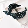 Solid Fabric Polka Dot Bow Headband for Woman Elegant Temperament Wide Headband Fashion Girl's Makeup Hairband