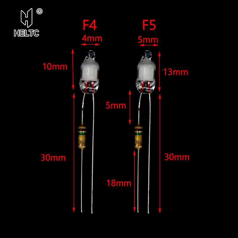 10pcs Neon Light Bulbs 4*10mm 5*13mm Main Power Indicator With Resistance 220V Red/Blue/Green
