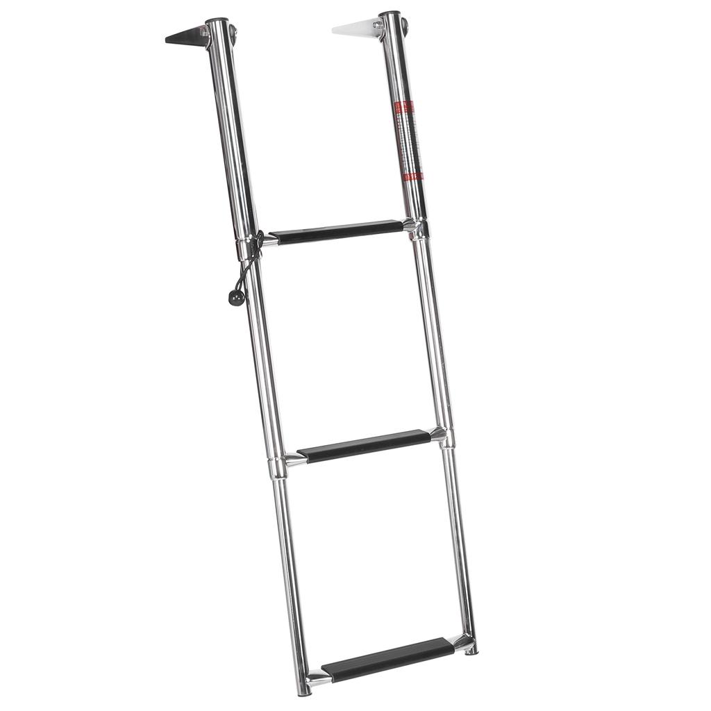 3‑Step Deck Ladder Telescoping Folding Boarding Platform Stair 304 Stainless Steel Boat Ramp