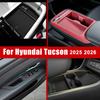 For Hyundai Tucson 2025 2026 Center Console Organizer Tray Armrest Storage Box Glass Lift Switch Silicone Cover Car Accessories