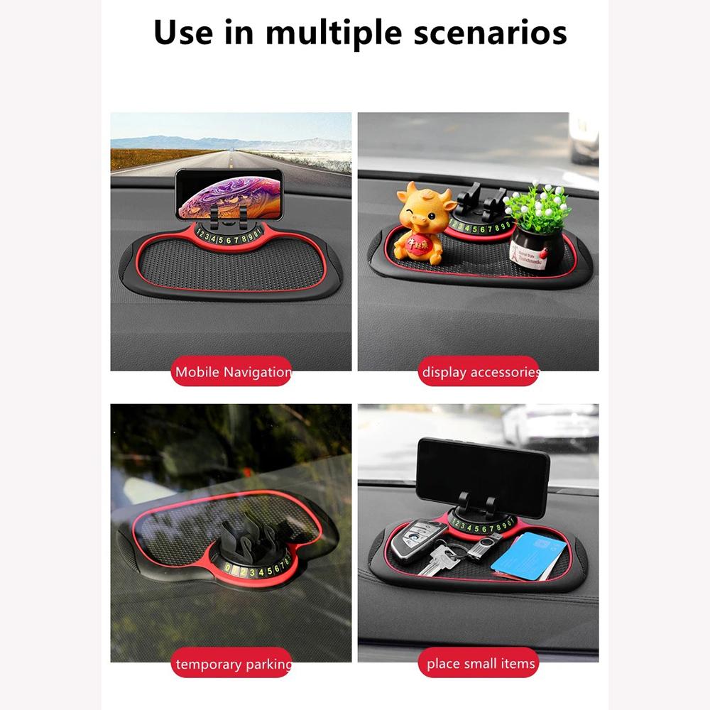 Tappetino antiscivolo multifunzionale 3 in 1 Supporto per telefono per auto Supporto per targa per auto Supporto per telefono antiscivolo per cruscotto