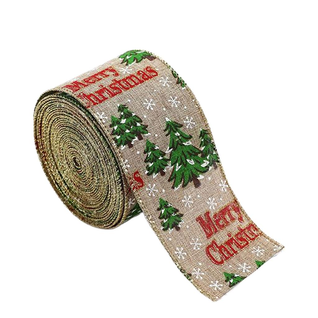 Linen Christmas Themed Ribbon Festive Atmosphere Anywhere Go Wrapping Ribbon Burlap Ribbon Ribbons