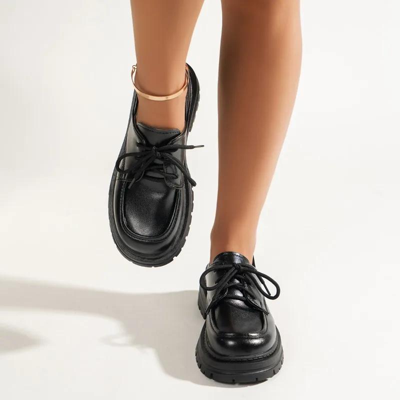 Fashion Women's Thick Heel Shoes Spring New Round Head Deep Mouth Front Strap Thick Sole Anti-slip Wear-resistant Low-top Shoes
