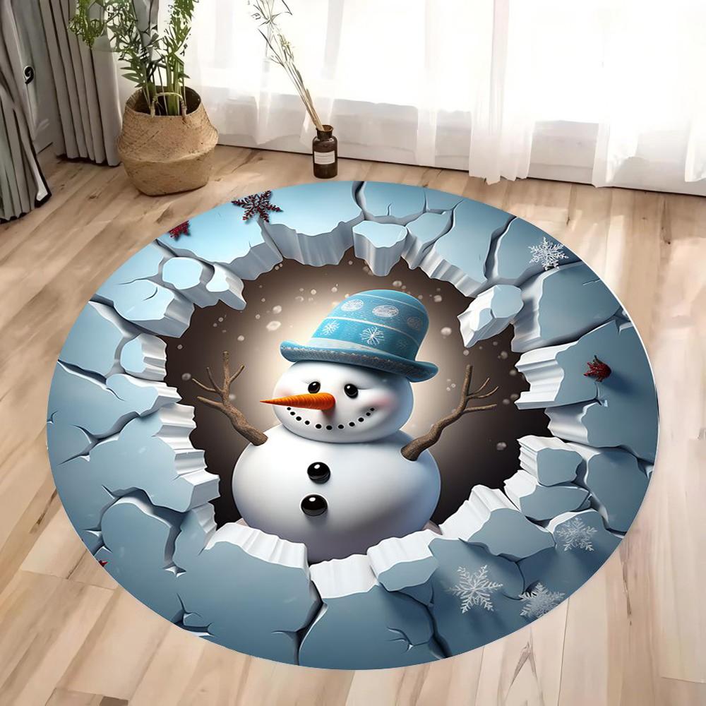 Christmas Decoration Anti Slip Carpet Santa Claus Pattern Circular Carpet Christmas Decoration Anti Slip Carpet Home Decoration