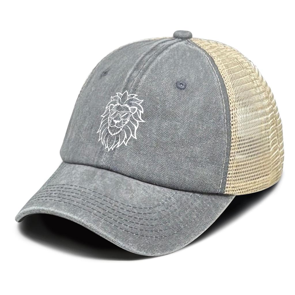 White Lion Printed Snapback Baseball Cap Adjustable Summer Breathable Simple Distressed Cap For Gifts Outdoor Cycling Hiking