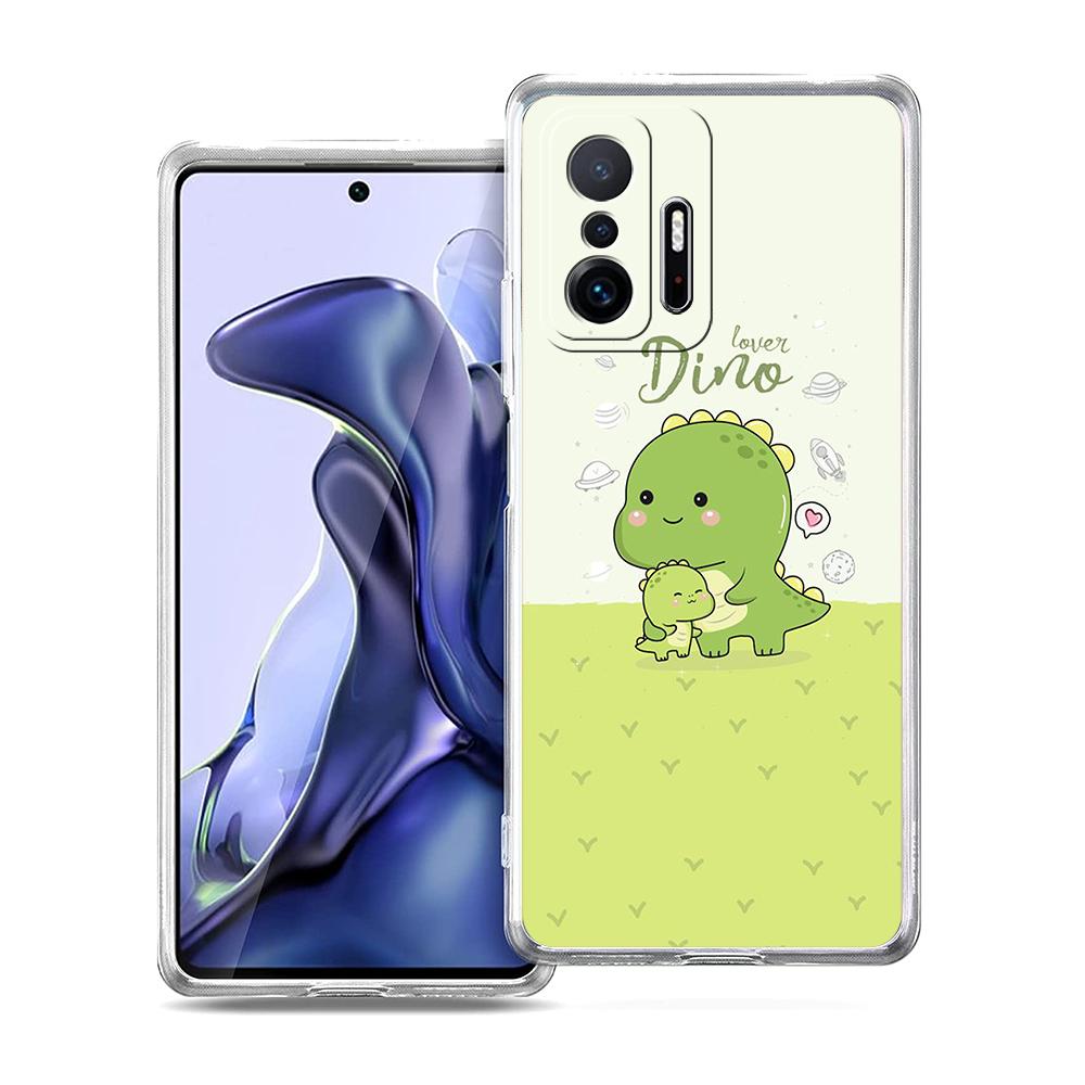 Transparent Phone Case for Xiaomi Mi 14 13 12 11 Ultra 13T 12T 11T Poco X3 NFC F3 F6 Pro Lite 5G Soft TPU Funny Cartoon Dinosaur