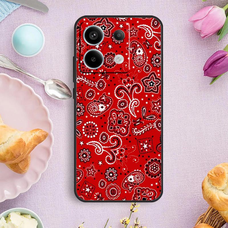 Rode Bandana Paisley Telefoonhoesje Voor Redmi Note 13 9 10 11 12 Pro Plus 10S 11S 12S Redmi 12 9C 10C 12C 13C Hoes