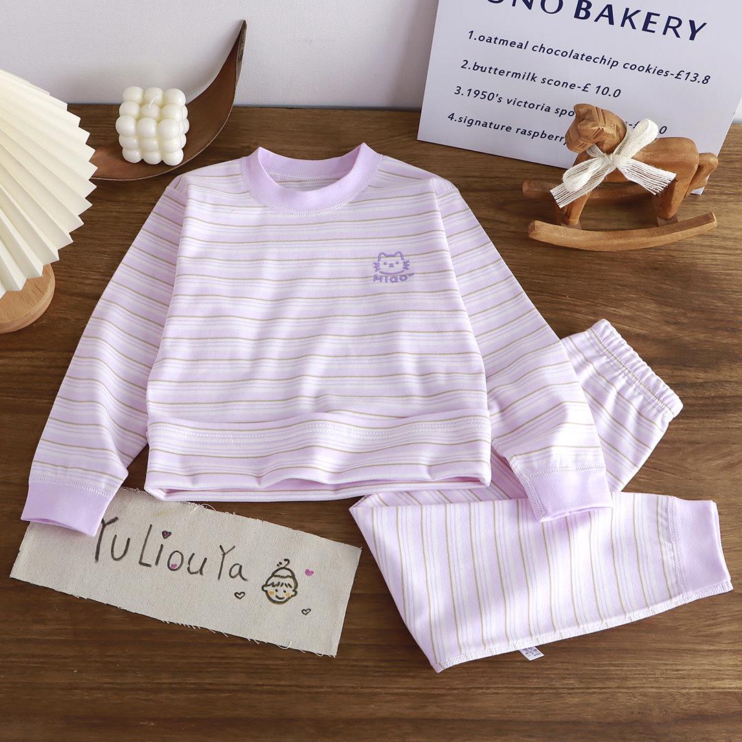 Children s Pure Cotton Sleeveless Pajama Set - Autumn/Winter 90cm фиолетовый