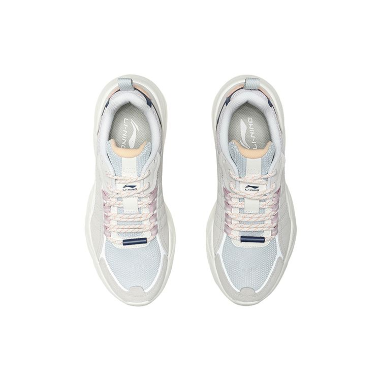 Li Ning Zui Yue Fabric TPU Shock Absorption Non-Slip Wear-Resistant Low-Top Sports Casual Shoes Women sneaker Gray White AGLQ248-3