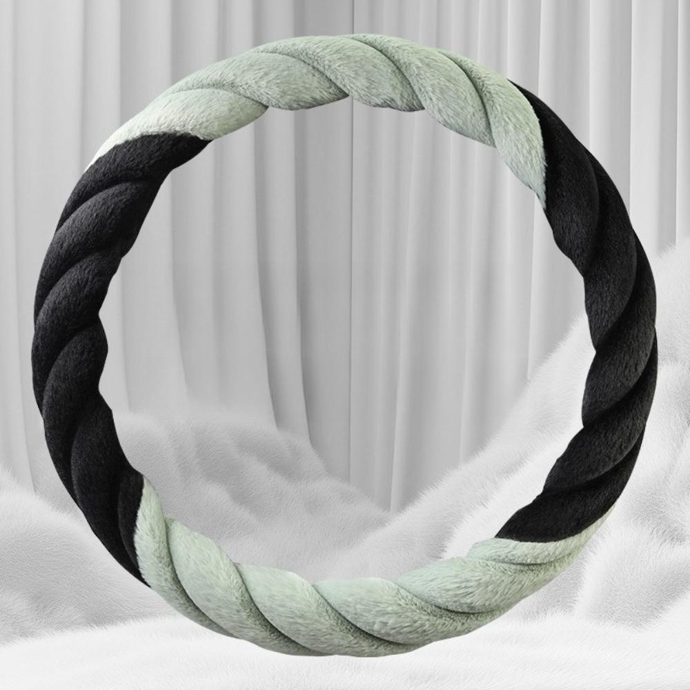 Car Steering Wheel Cover, D-Shaped, O-Shaped, Comfortable Winter Steering Wheel Cover - Fits 15.0inch, Anti-Slip Grip, Soft and Warm,