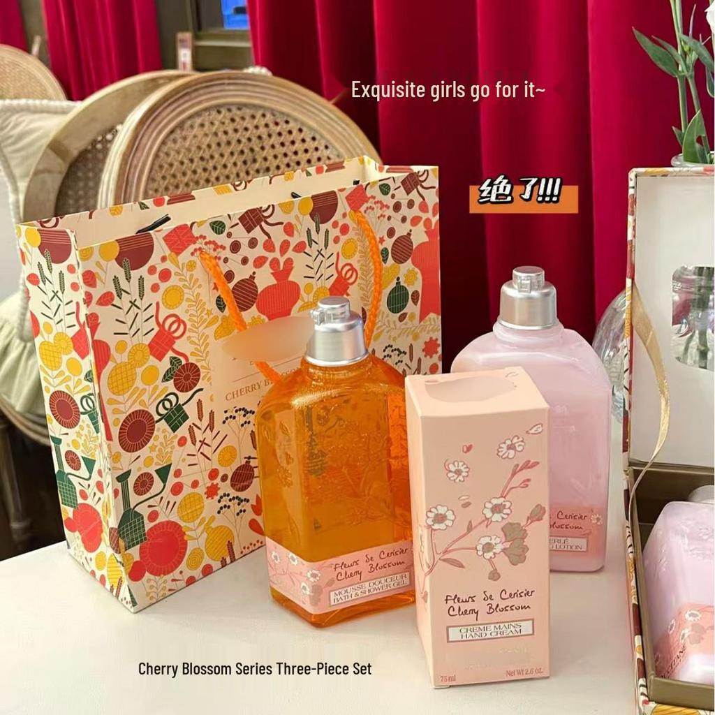 Oushujia Shower Gel, Body Lotion & Hand Cream Set - Holiday Gift Box.