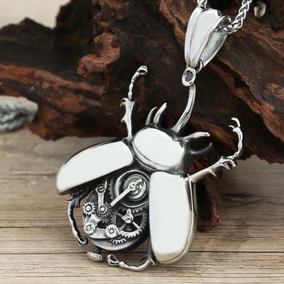 Vintage Steampunk Mechanical Gear Beetle Pendant For Men 316L Stainless Steel  Biker Heavy Metal Jewelry Gifts