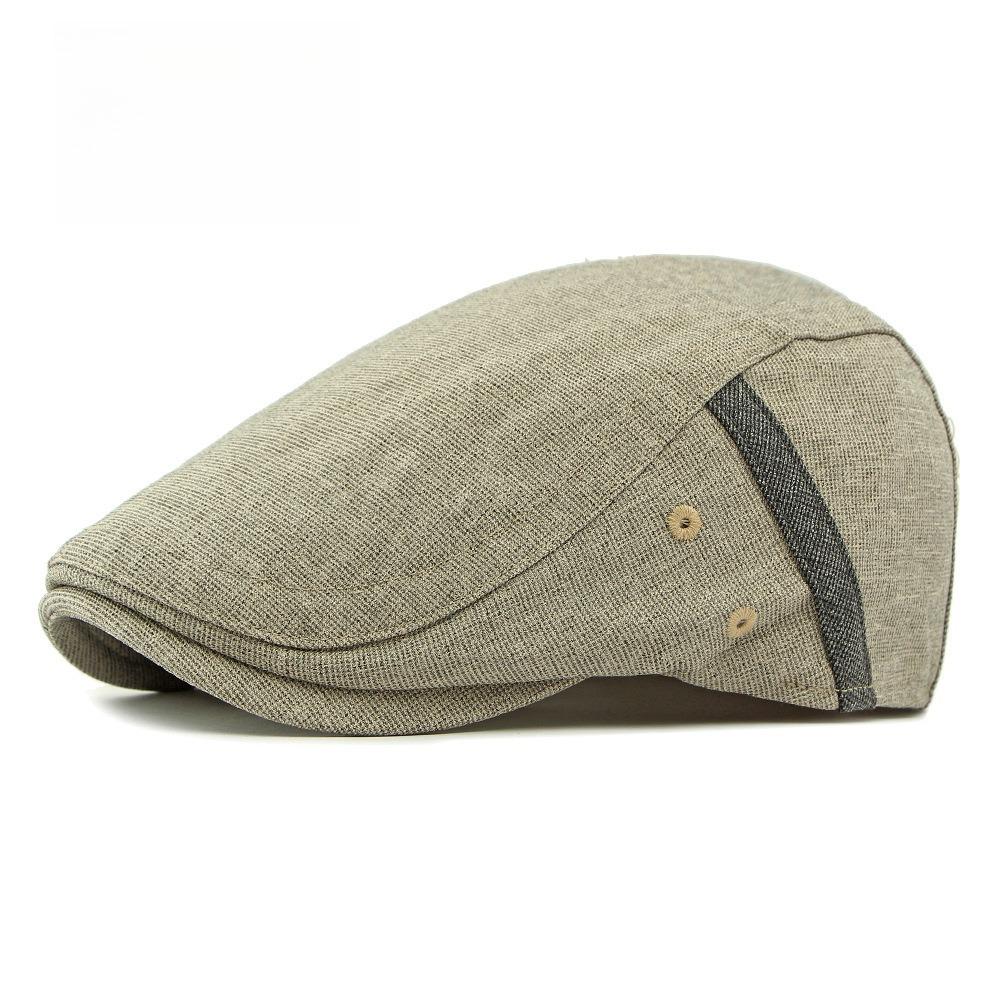 Unisex British Retro Flat Cap Breathable Linen Ivy Cabbie Hat Duckbill Painter Beret Cap Literary Hipster Casual Peaked Hat