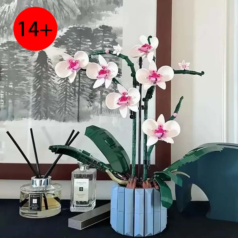 Set di Costruzioni Floreali Orchidee, Set Decorativo da Assemblare Fai da Te, Regalo di Natale per Fidanzata e Moglie