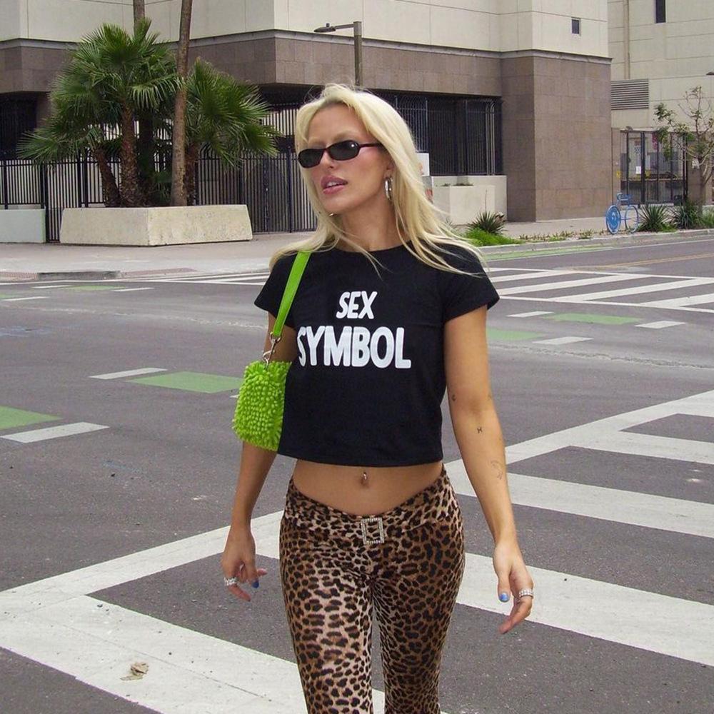 European and American women's clothing summer ins new printed letter short-sleeved street fashion versatile top women