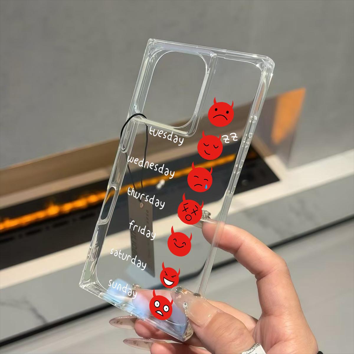 

Square Back Tube Protection Clear Case For iPhone 15 Plus 16 ProMax 12 14 Pro Max 11 13 Anti-Oxygen,Funny Red Smiley Face Pattern Casing iphone 11 ProMax